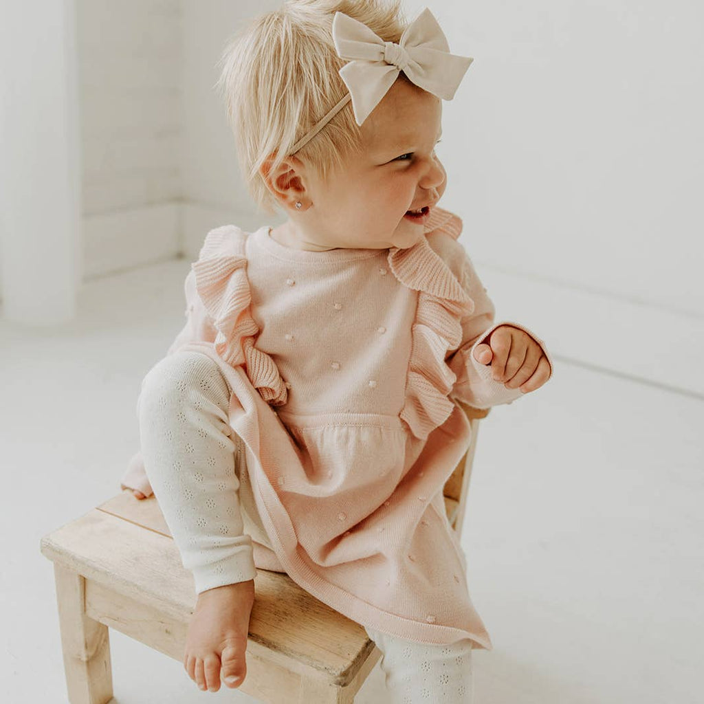 Milan Ruffle Bobble Baby Sweater Knit Dress (Organic Cotton)