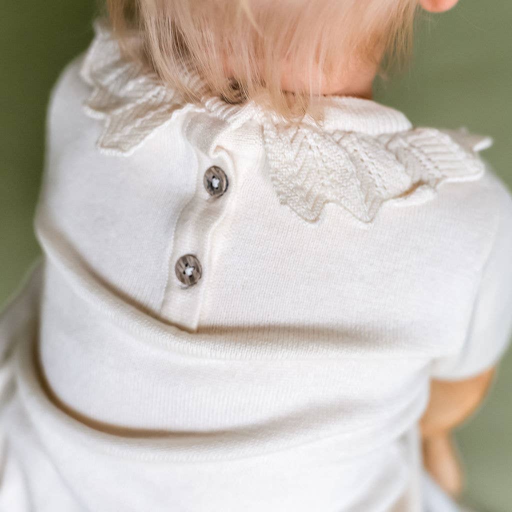 Emma Floral Embroidered Knit Baby Ruffle Dress