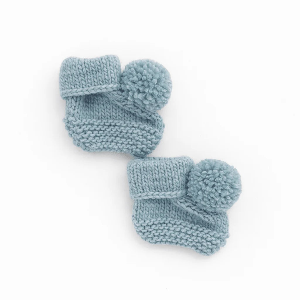 Baby Booties with Pom Poms