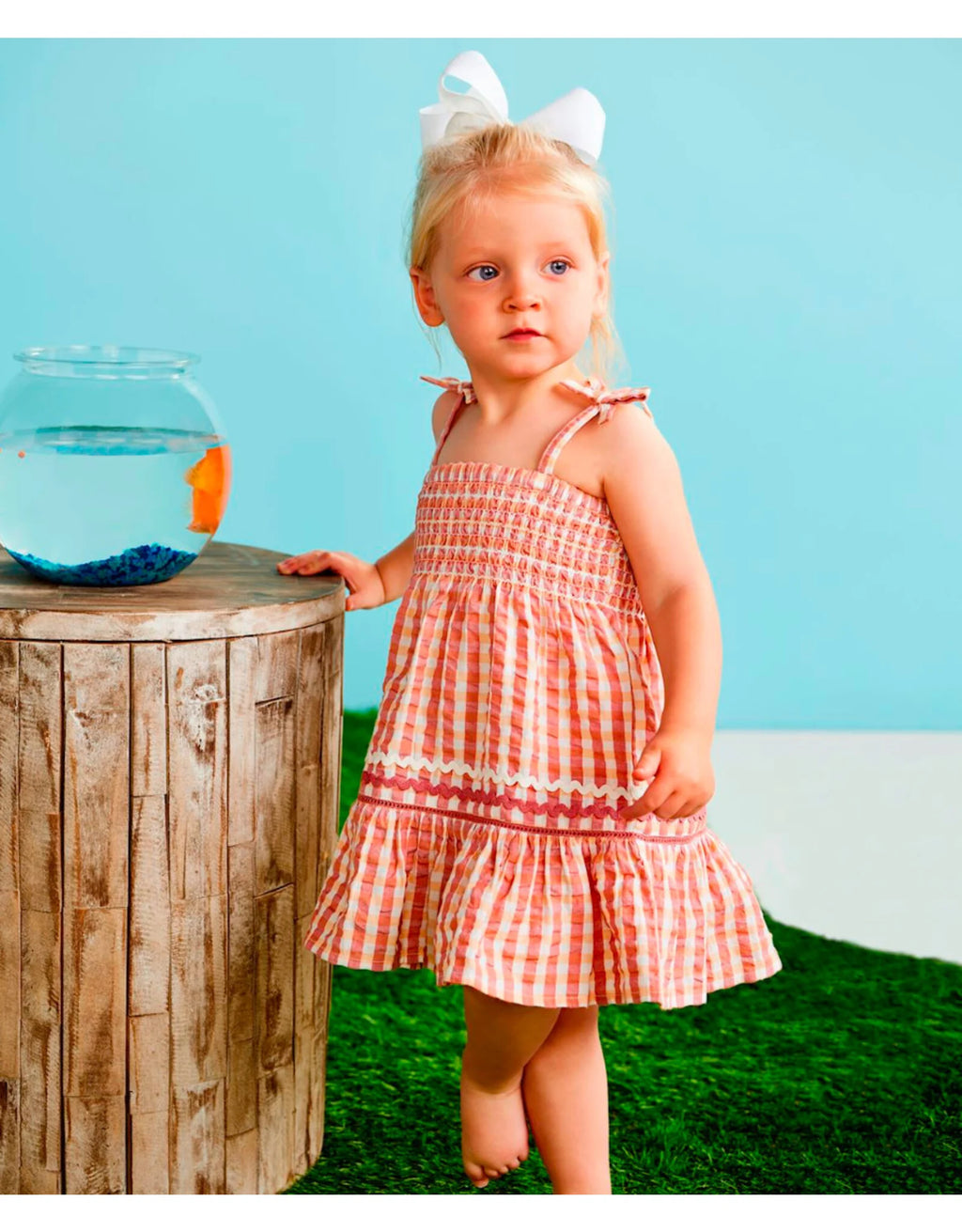Smocked Check Dress