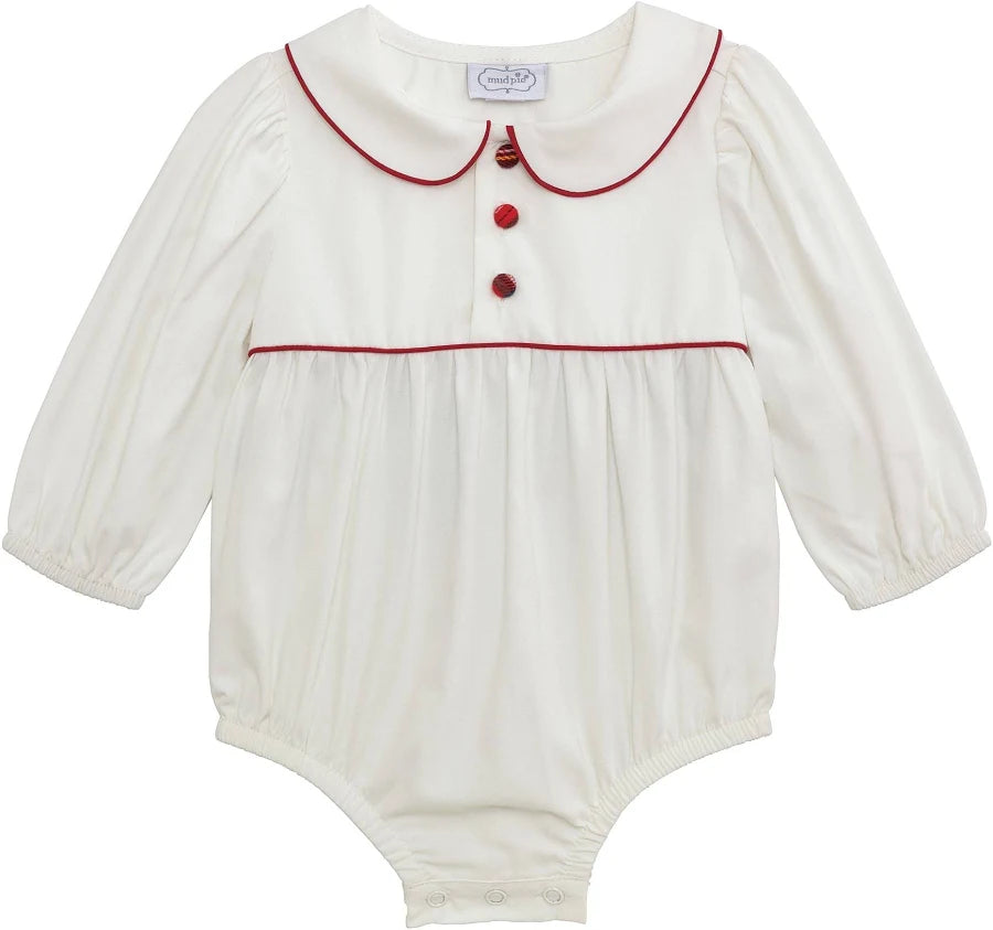 White Poplin Tartan Bow Bubble