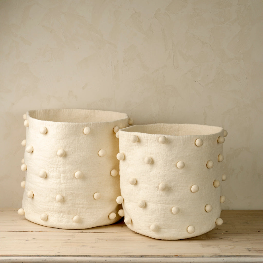 Felted Pom Pom Basked